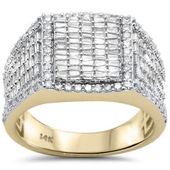SPECIAL! 1.45ct G SI 14K Yellow Gold Diamond Round & Baguette Men's Band Ring Size 10