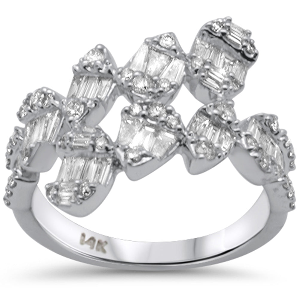SPECIAL! 1.02ct G SI 14K White Gold Diamond Round & Baguette Wrap Around Ring Size 6.5