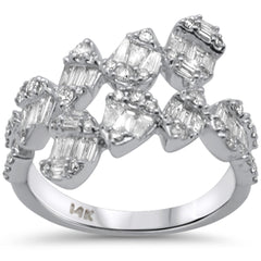 SPECIAL! 1.02ct G SI 14K White Gold Diamond Round & Baguette Wrap Around Ring Size 6.5