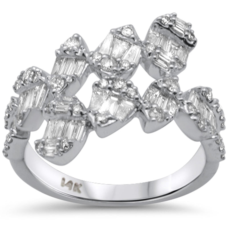 SPECIAL! 1.02ct G SI 14K White Gold Diamond Round & Baguette Wrap Around Ring Size 6.5