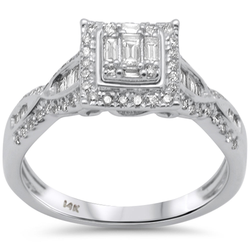 SPECIAL! .46ct G SI 14K White Gold Diamond Round & Baguette Engagment Ring Size 6.5