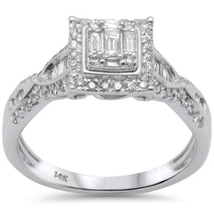 SPECIAL! .46ct G SI 14K White Gold Diamond Round & Baguette Engagment Ring Size 6.5