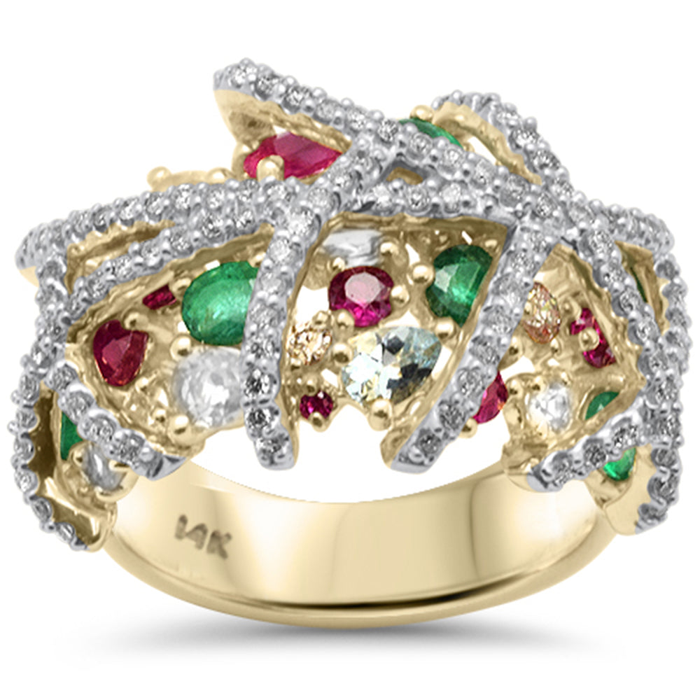 SPECIAL! 4.21ct G SI 14K Yellow Gold Diamond Multi Color Ring Size 6.5