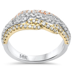 SPECIAL! .77ct G SI 14K Three Tone Gold Diamond Trendy Band Ring Size 6.5