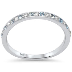 SPECIAL! .25ct G SI 14K White Gold Diamond & Aquamarine Eternity Band Ring Size 6.5