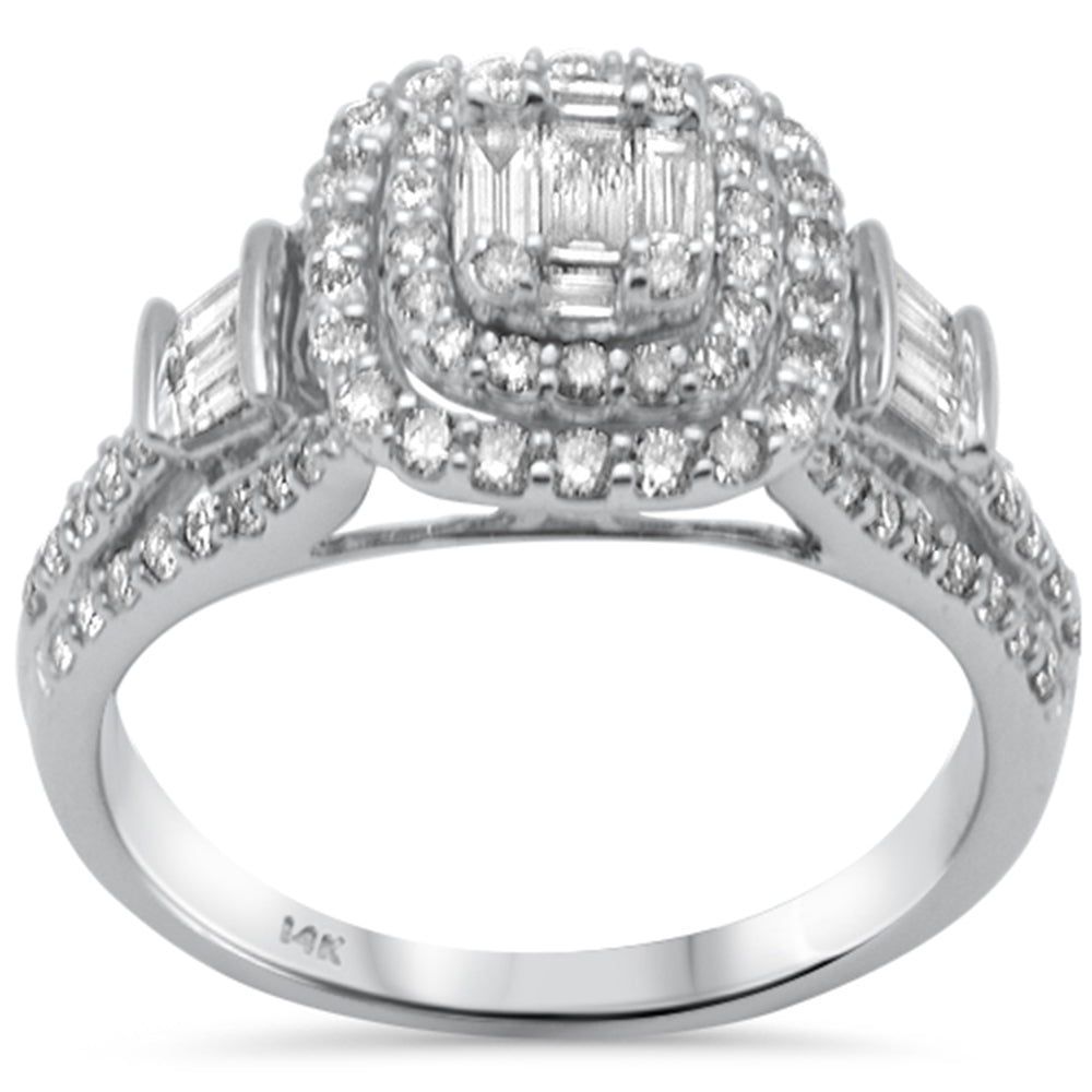 SPECIAL! .98ct G SI 14K White Gold Round & Baguette Diamond Engagement Ring Size 6.5