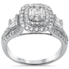 SPECIAL! .98ct G SI 14K White Gold Round & Baguette Diamond Engagement Ring Size 6.5