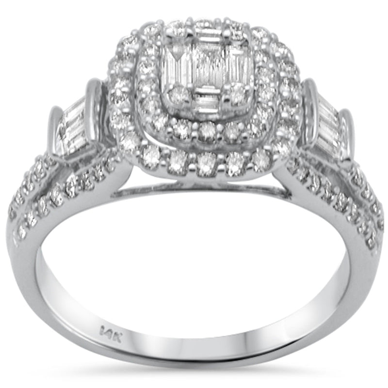 SPECIAL! .98ct G SI 14K White Gold Round & Baguette Diamond Engagement Ring Size 6.5