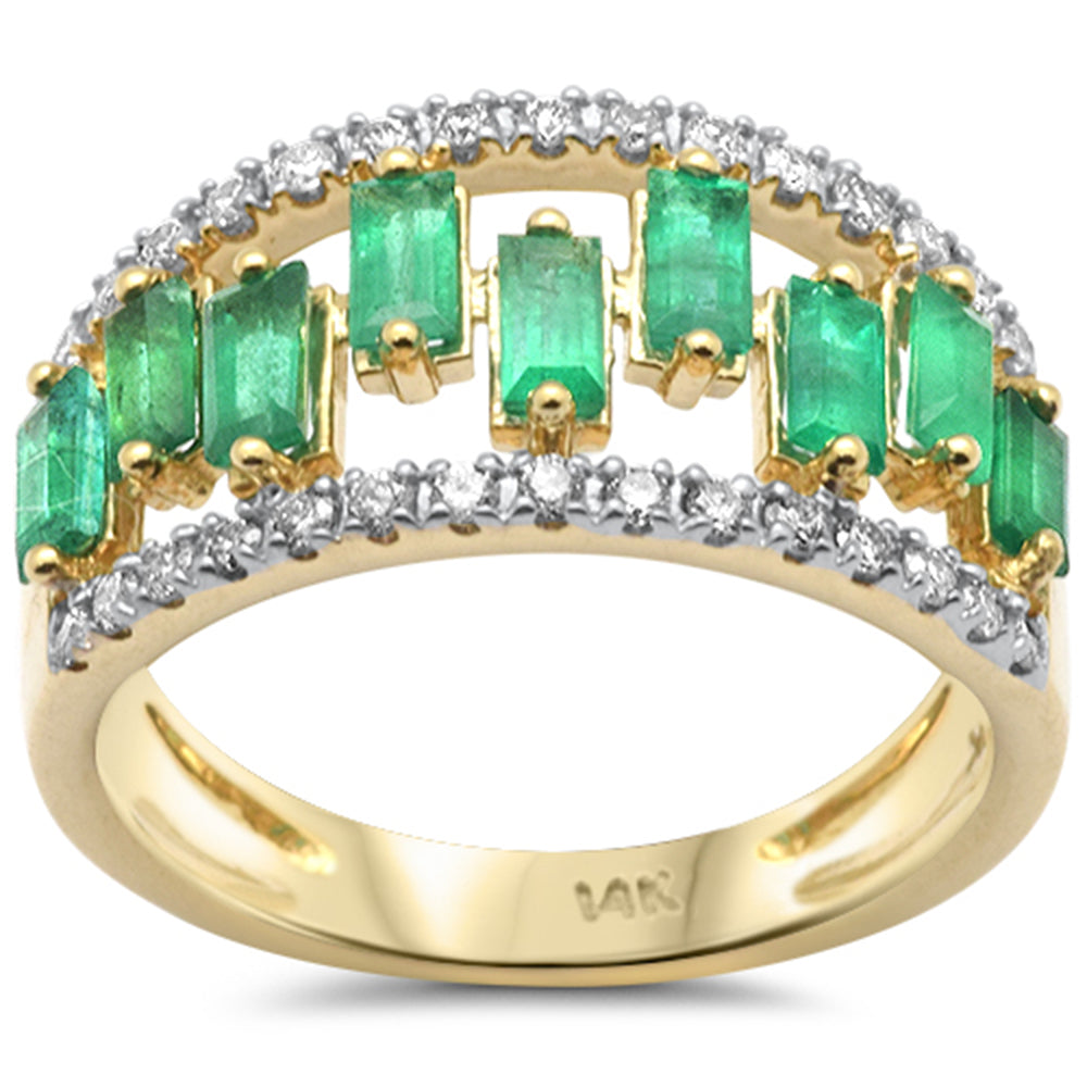 SPECIAL! 1.29ct G SI 14K Yellow Gold Diamond & Emerald Gemstone Band Ring Size 6.5