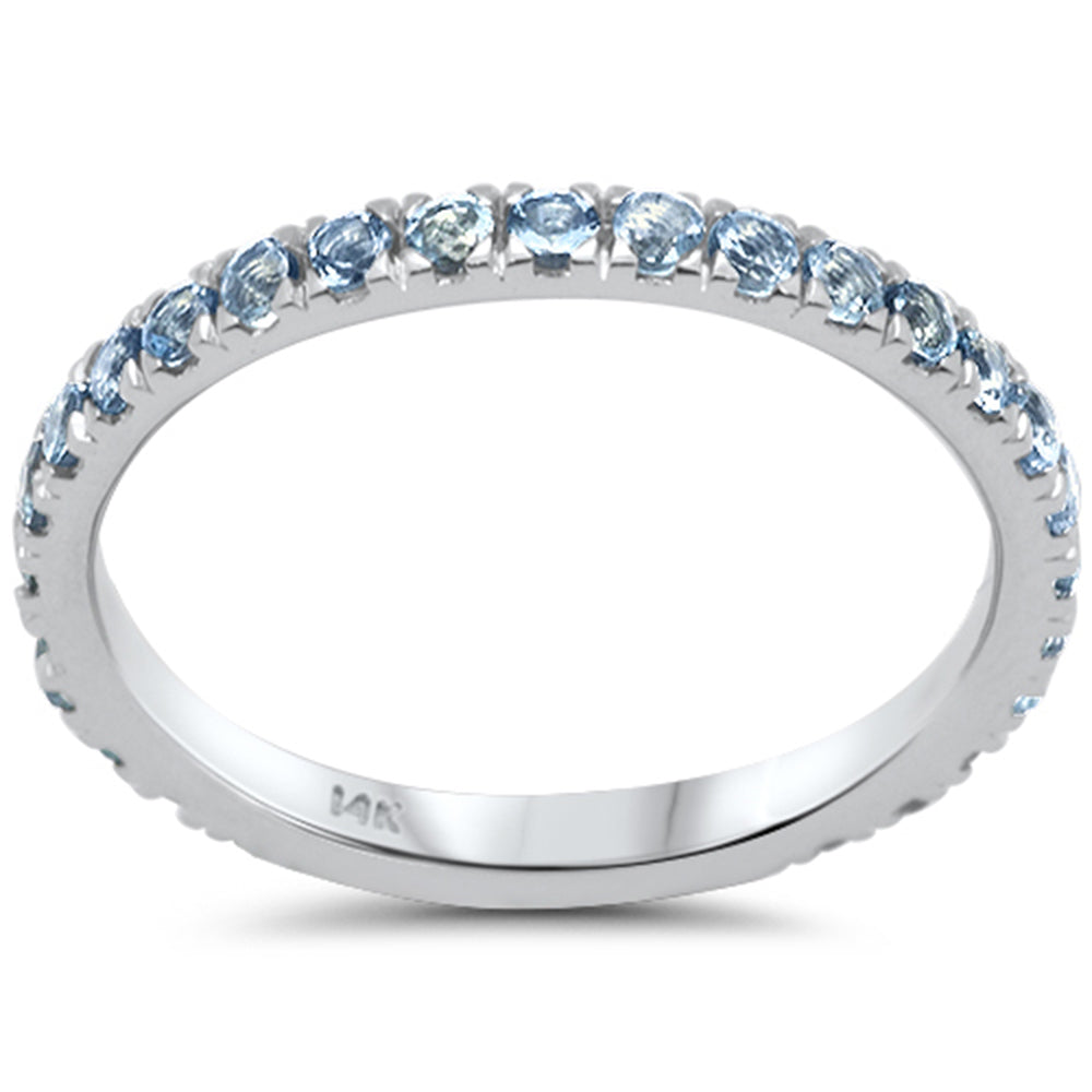 .66ct G SI 14K White Gold Aquamarine Gemstone Band Ring Size 6.5