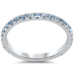 .66ct G SI 14K White Gold Aquamarine Gemstone Band Ring Size 6.5