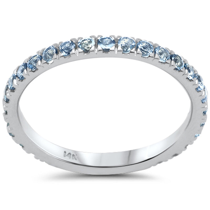 .66ct G SI 14K White Gold Aquamarine Gemstone Band Ring Size 6.5