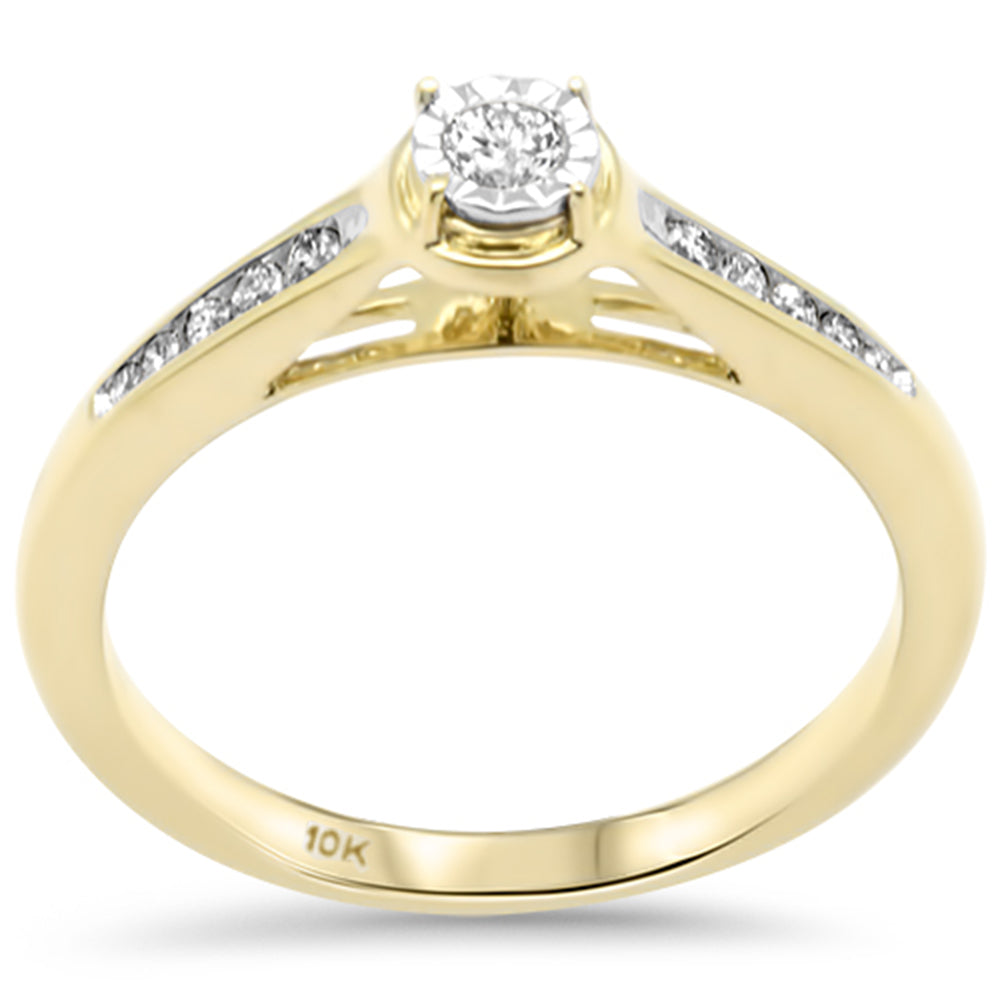 .15ct G SI 10K Yellow Gold Diamond Miracle Illusion Setting Engagement Ring Size 6.5
