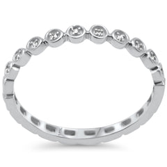 .17ct G SI 14K White Gold Diamond Petite Bezel Eternity Band Ring Size 6.5