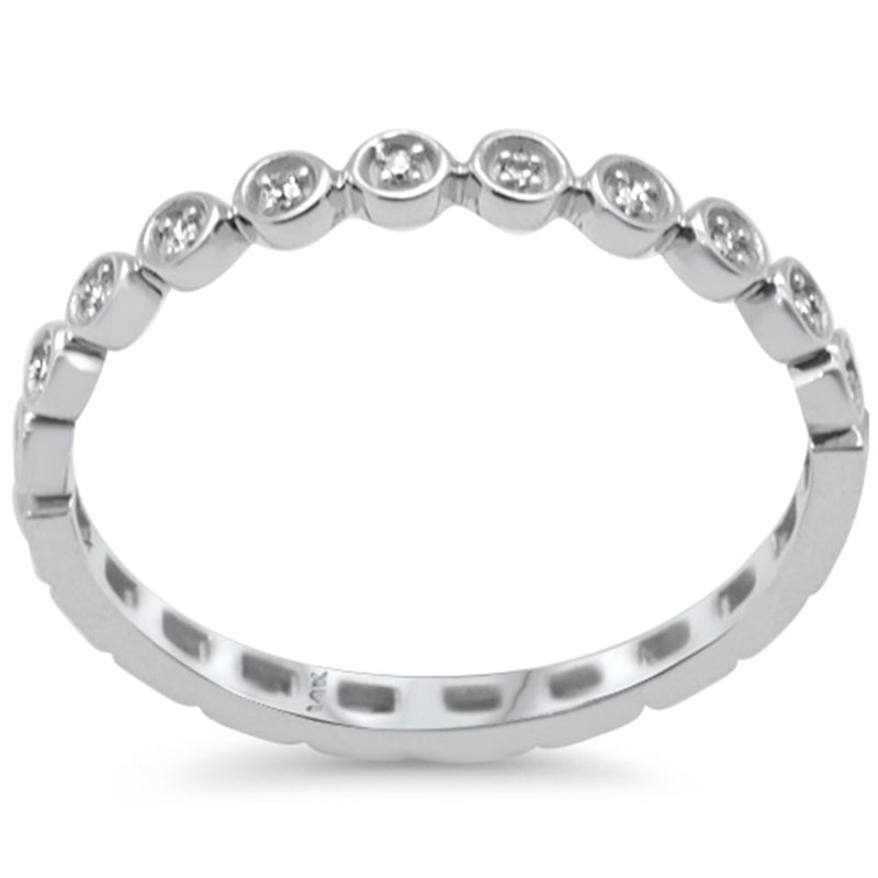 .17ct G SI 14K White Gold Diamond Petite Bezel Eternity Band Ring Size 6.5