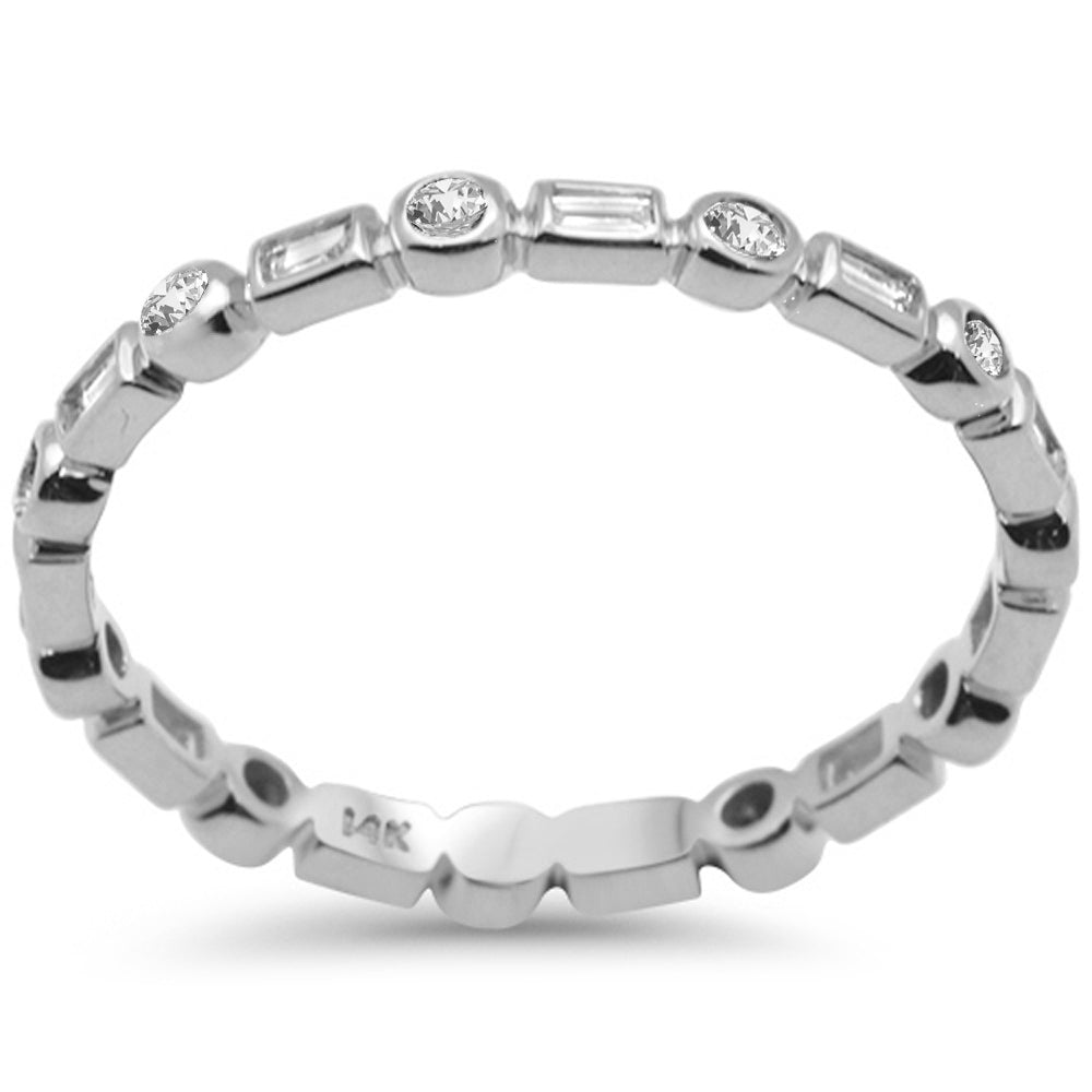 SPECIAL!.26ct G SI 14K White Gold Diamond Round & Baguette Eternity Band Ring Size 6.5