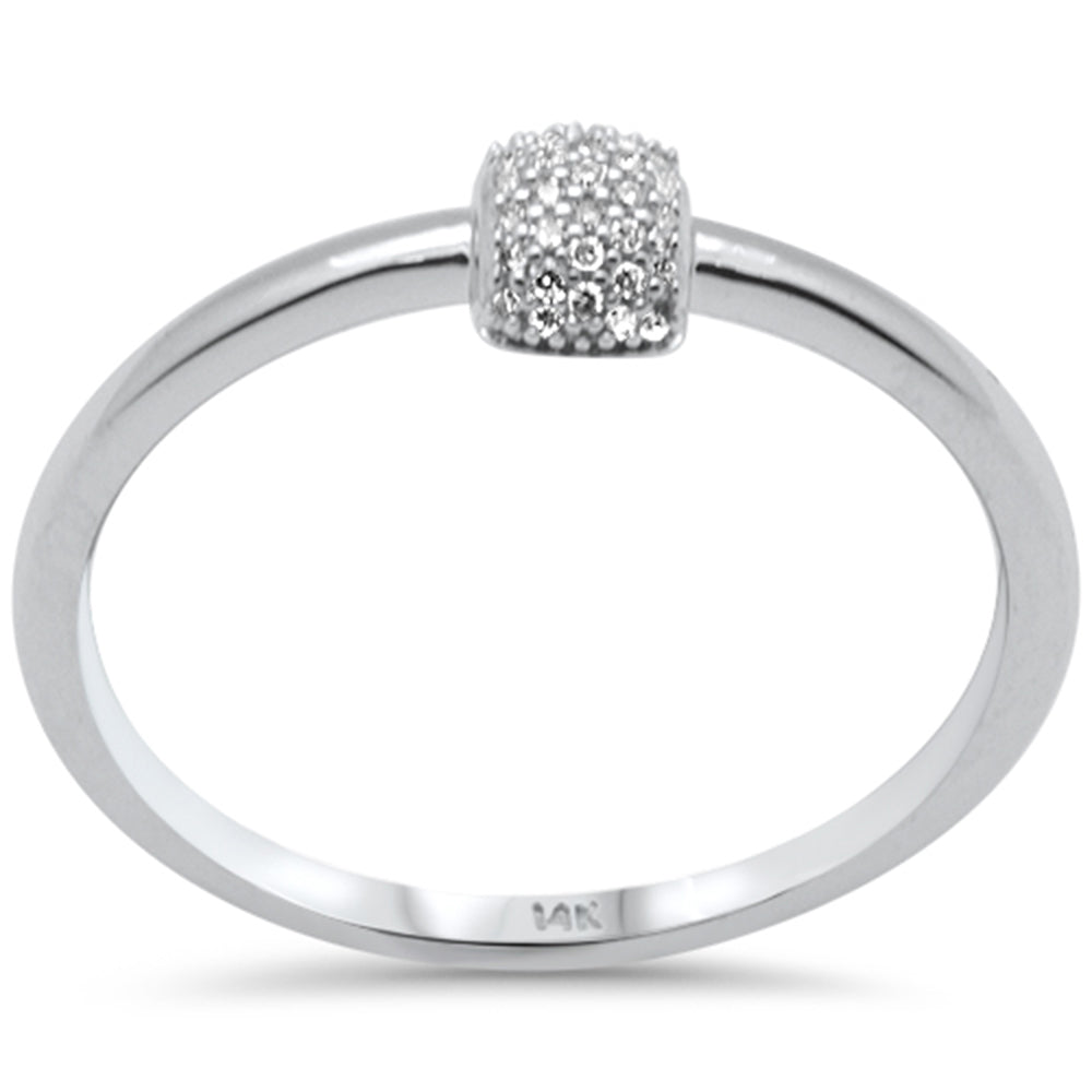 .06ct G SI 14K White Gold Baguette Diamond Petite Band Ring Size 6.5