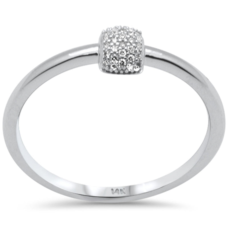 .06ct G SI 14K White Gold Baguette Diamond Petite Band Ring Size 6.5