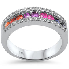 SPECIAL! 1.32ct G SI 14K White Gold Diamond Mulit Color Gemstone Ring Size 6.5
