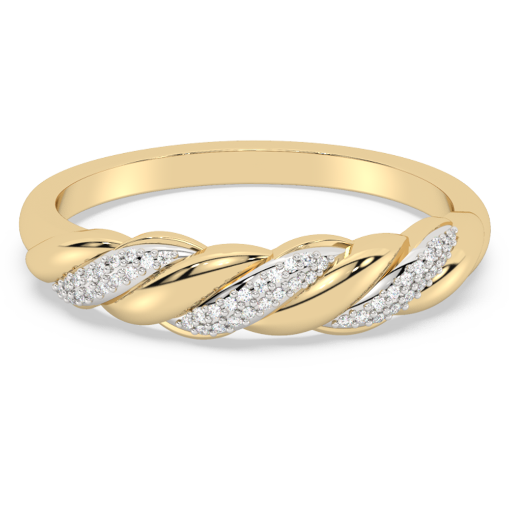 .07ct G SI 14K Yellow Gold Diamond Twisted Band Ring Size 6.5