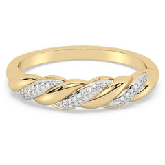 .07ct G SI 14K Yellow Gold Diamond Twisted Band Ring Size 6.5