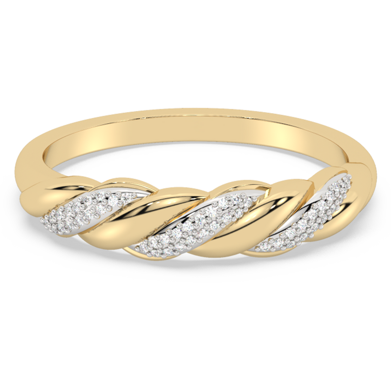 .07ct G SI 14K Yellow Gold Diamond Twisted Band Ring Size 6.5