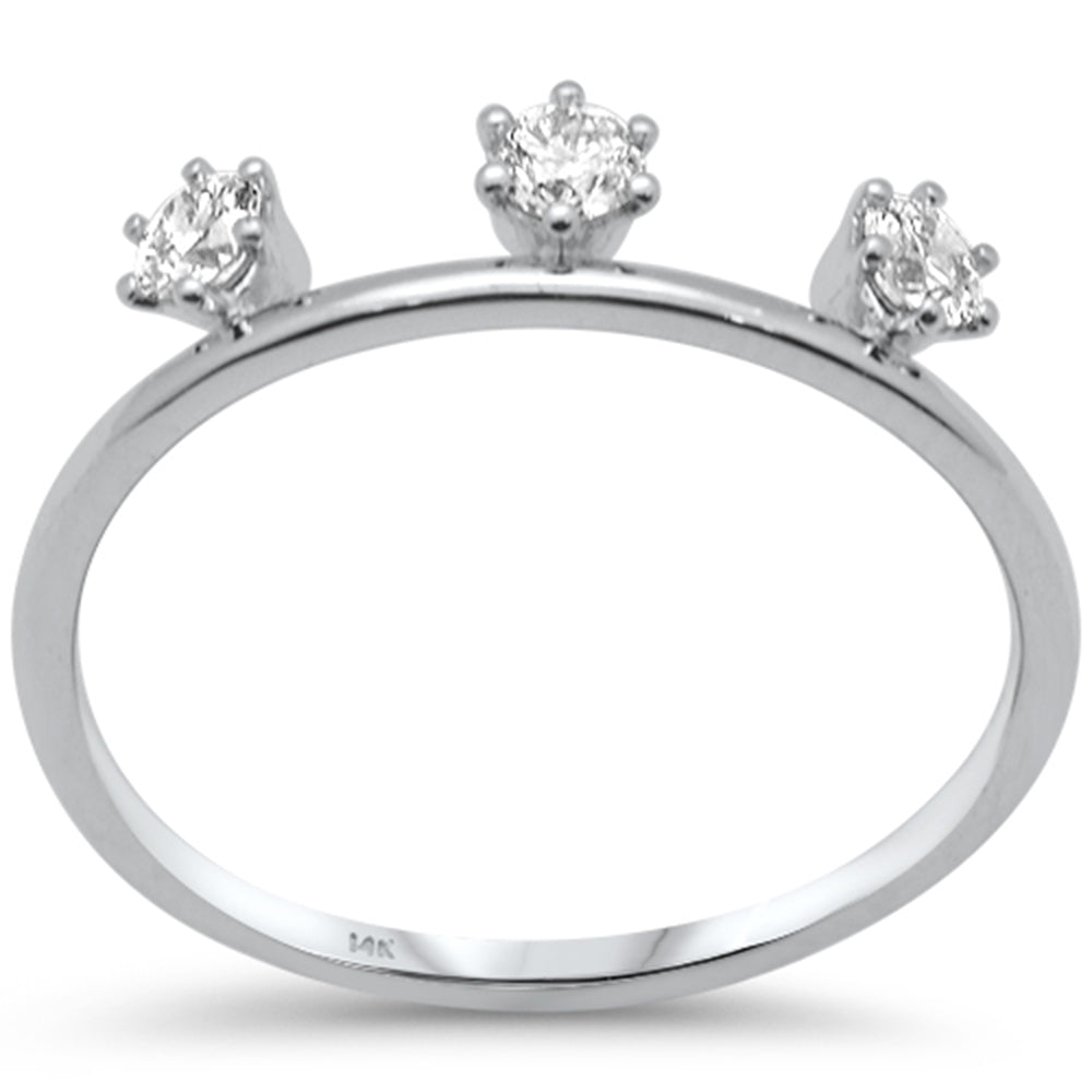 SPECIAL!.26ct G SI 14K White Gold Diamond 3 Stone Band Ring Size 6.5