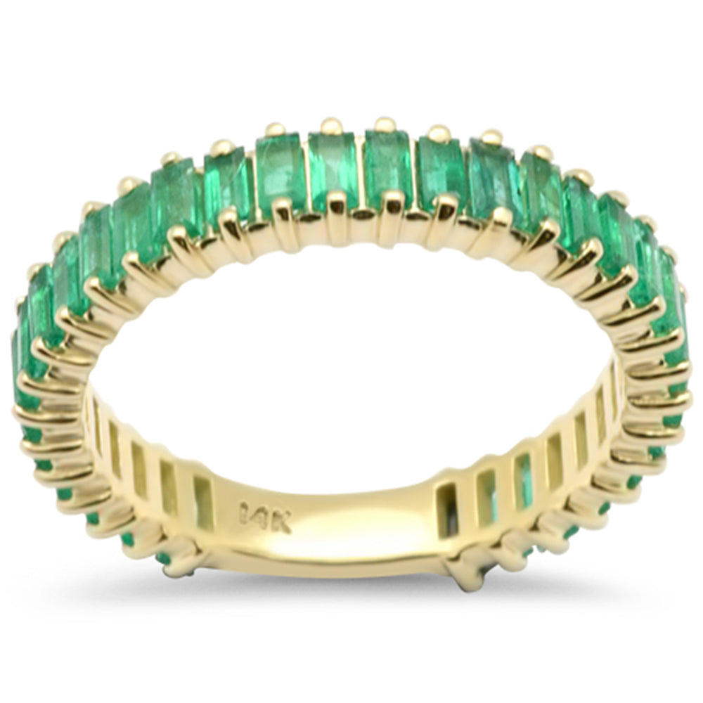 SPECIAL!1.79ct G SI 14K Yellow Gold Emerald Gemstone Band Ring Size 6.5