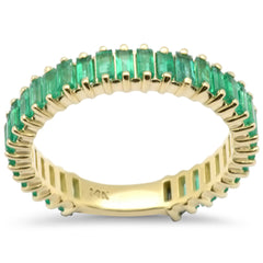 SPECIAL!1.79ct G SI 14K Yellow Gold Emerald Gemstone Band Ring Size 6.5