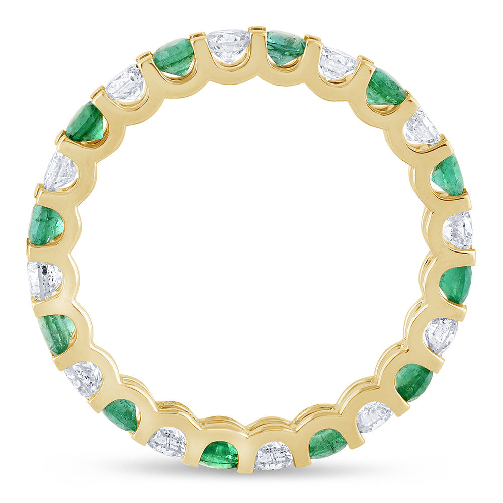 SPECIAL! 1.67ct G SI 14K Yellow Gold Diamond & Emerald Eternity Band Ring Size 7