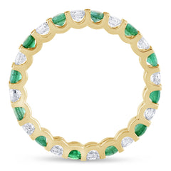 SPECIAL! 1.67ct G SI 14K Yellow Gold Diamond & Emerald Eternity Band Ring Size 7