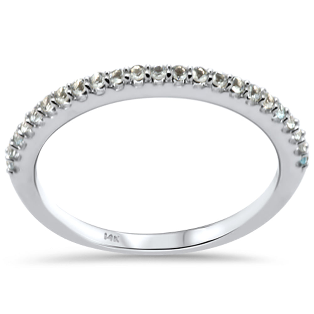 .16ct G SI 14K White Gold Aquamarine Gemstone Band Ring Size 6.5