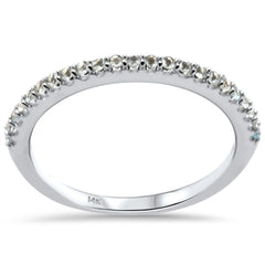 .16ct G SI 14K White Gold Aquamarine Gemstone Band Ring Size 6.5