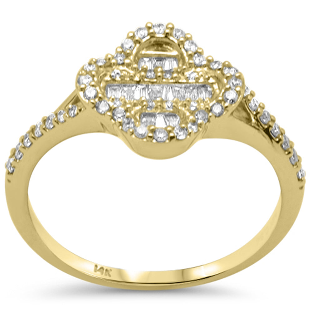 SPECIAL! .36ct G SI 14K Yellow Gold Clover Flower Diamond Ring Size 6.5