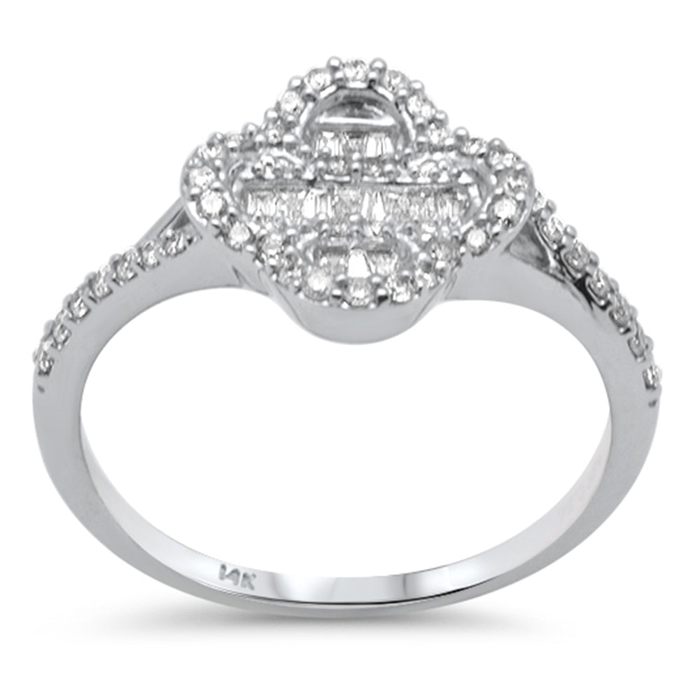 SPECIAL! .34ct G SI 14K White Gold Clover Flower Diamond Ring Size 6.5