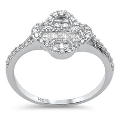 SPECIAL! .34ct G SI 14K White Gold Clover Flower Diamond Ring Size 6.5