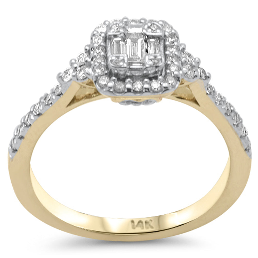 SPECIAL! .42ct G SI 14K Yellow Gold Round & Baguette Diamond Ring Size 6.5