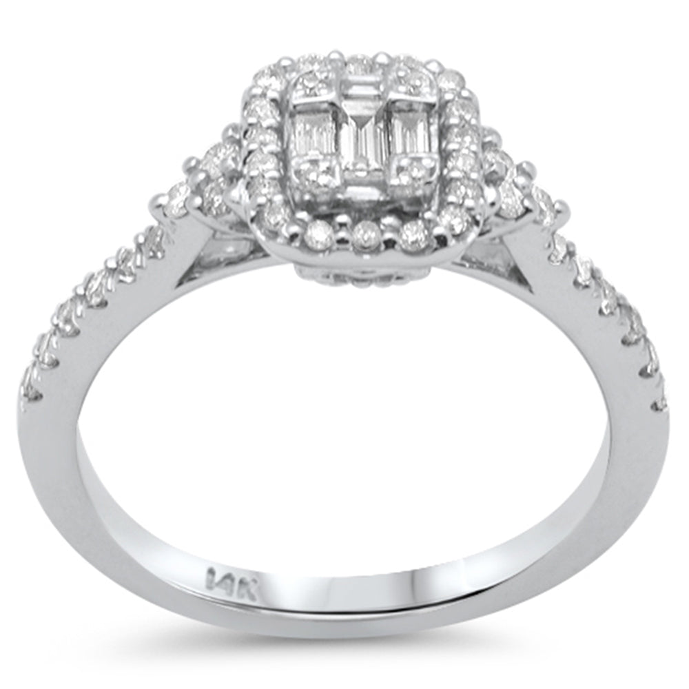 SPECIAL! .45ct G SI 14K White Gold Round & Baguette Diamond Ring Size 6.5