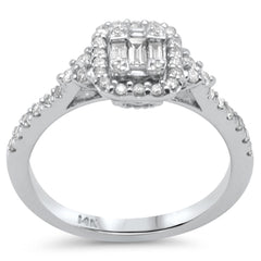 SPECIAL! .45ct G SI 14K White Gold Round & Baguette Diamond Ring Size 6.5