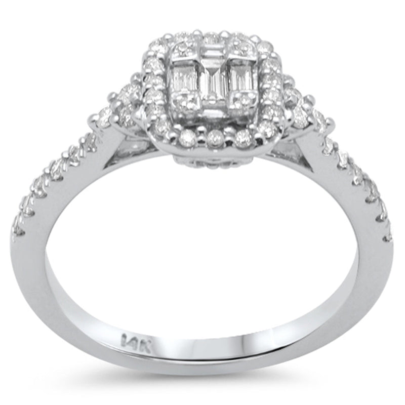 SPECIAL! .45ct G SI 14K White Gold Round & Baguette Diamond Ring Size 6.5