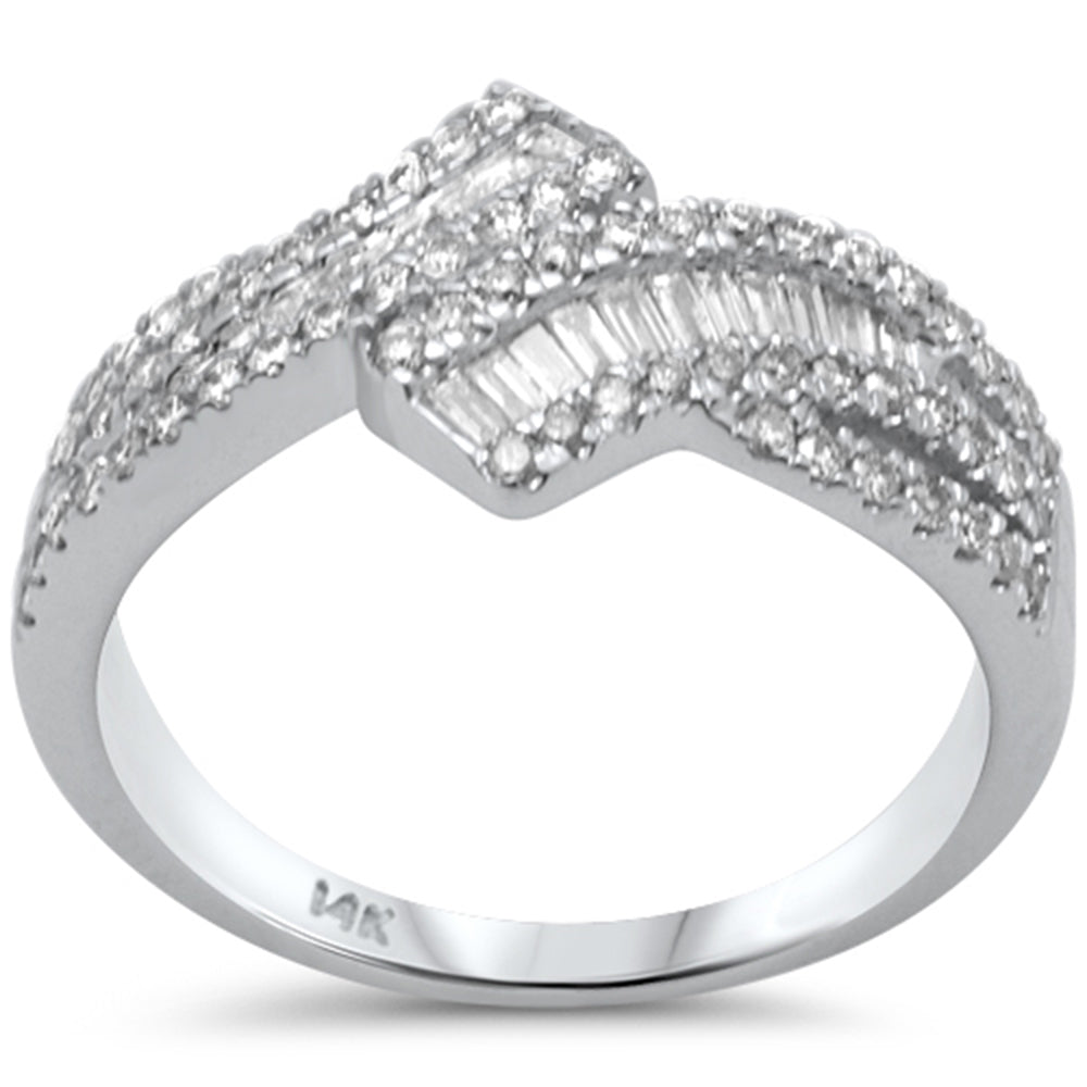 SPECIAL! .54ct G SI 14K White Gold Round & Baguette Diamond Open Band Ring Size 6.5