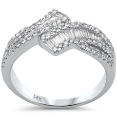 SPECIAL! .54ct G SI 14K White Gold Round & Baguette Diamond Open Band Ring Size 6.5
