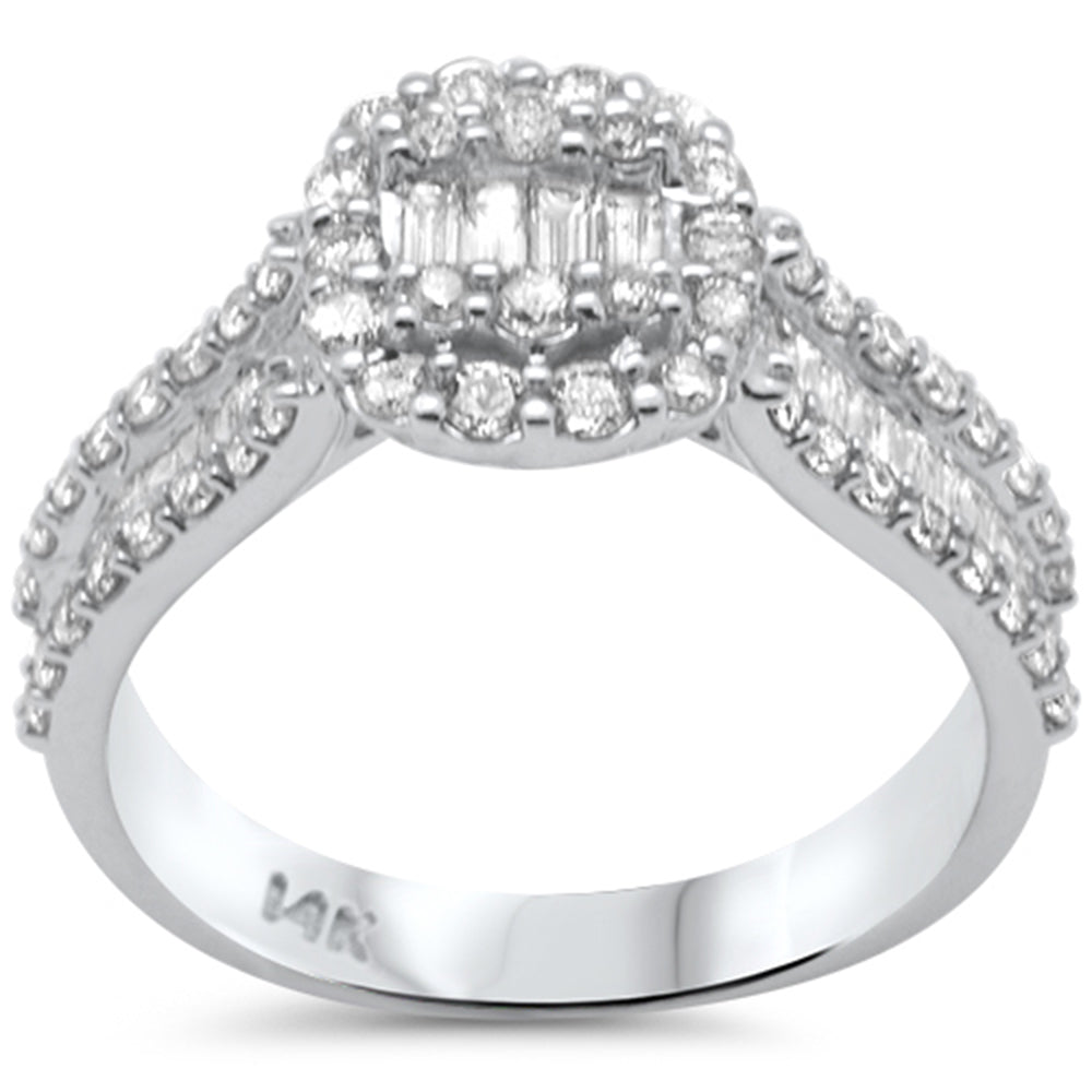 SPECIAL! 1.13ct G SI 14K White Gold Round & Baguette Diamond Engagement Ring Size 6.5