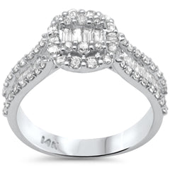 SPECIAL! 1.13ct G SI 14K White Gold Round & Baguette Diamond Engagement Ring Size 6.5