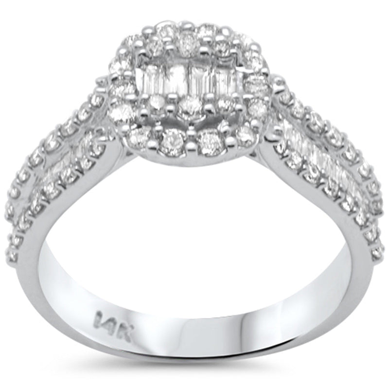 SPECIAL! 1.13ct G SI 14K White Gold Round & Baguette Diamond Engagement Ring Size 6.5