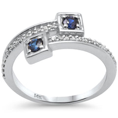SPECIAL! .37ct G SI 14K White Gold Round Diamond & Blue Sapphire Wrap Around Ring Size 6.5