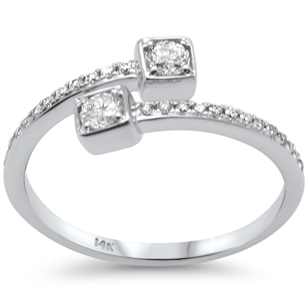SPECIAL! .34ct G SI 14K White Gold Round Diamond Open Band Ring Size 6.5