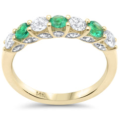 SPECIAL! .90ct G SI 14K Yellow Gold Diamond Emerald Ring Size 6.5