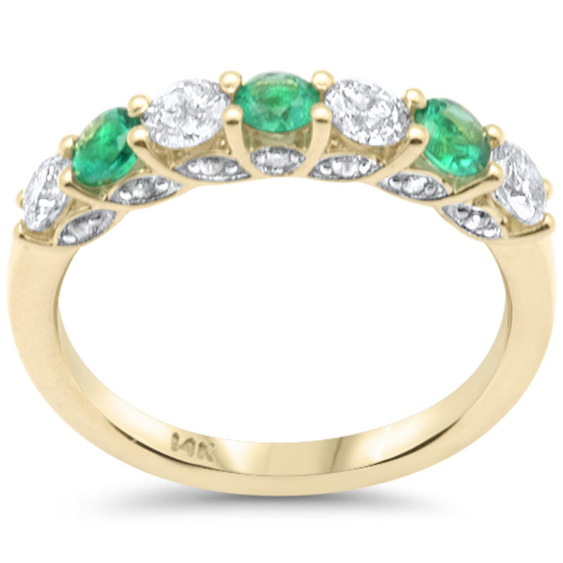 SPECIAL! .90ct G SI 14K Yellow Gold Diamond Emerald Ring Size 6.5