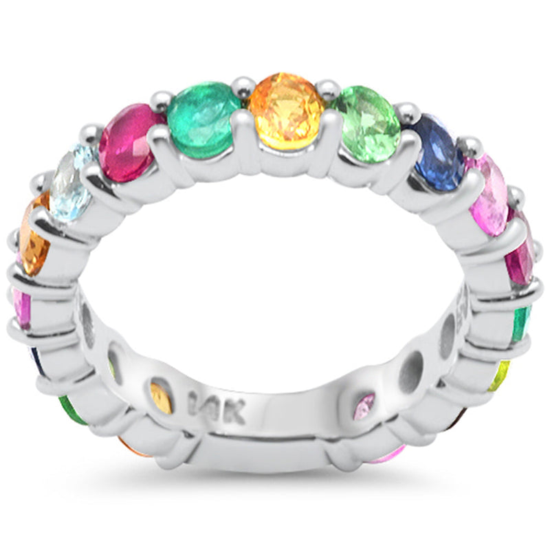SPECIAL! 3.25ct G SI 14K White Gold Diamond Multi Color Ring Size 6.5